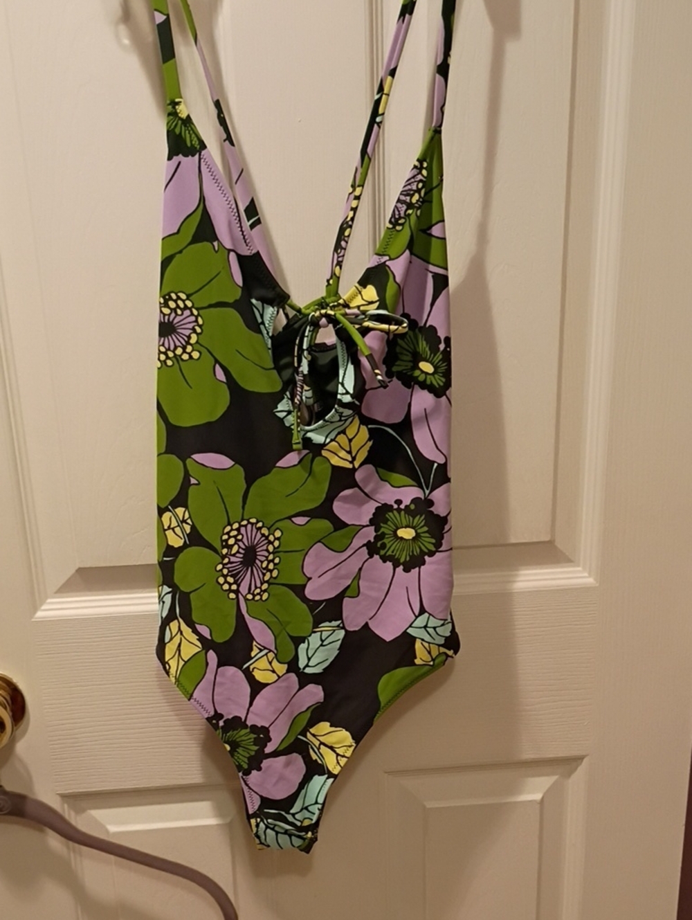 Aerie Floral One-Piece Swimsuit in Lavender & Green